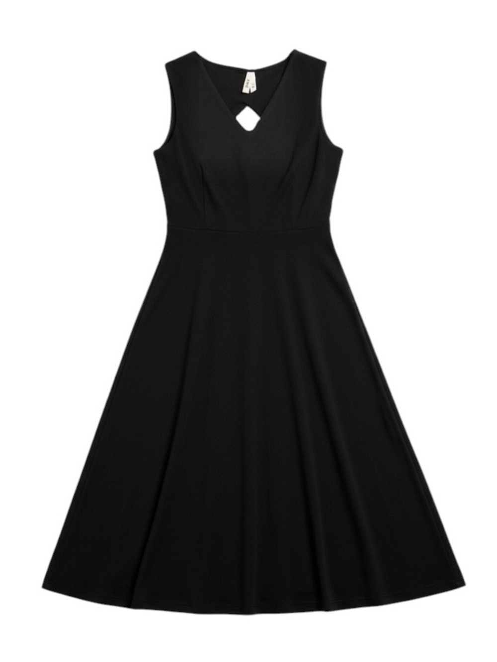 Pact Organic Cotton Black Sleeveless V-Neck Midi Dress Cut-Out Back Size Medium